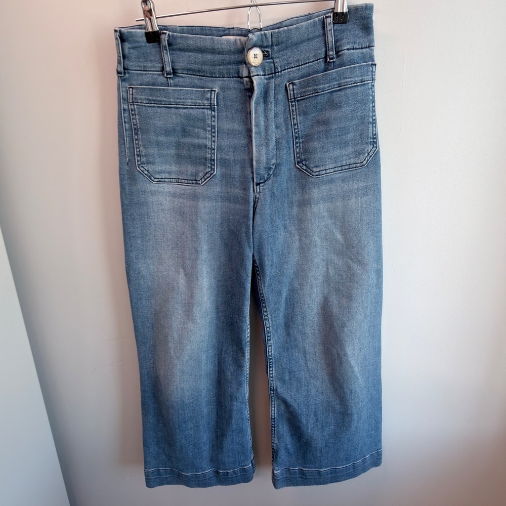 Maeve The Colette Jeans Women 28P Blue Excellent High Rise Cropped Wide Leg